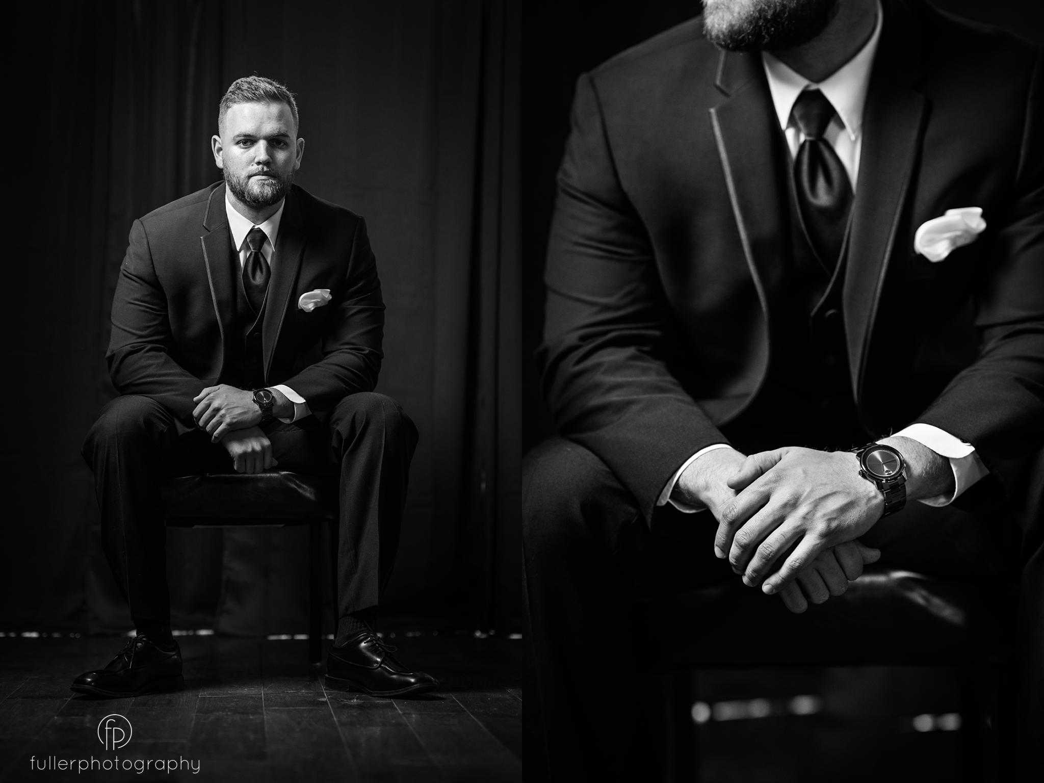 Portrait of the groom before heading out to the Deerfield Country Club