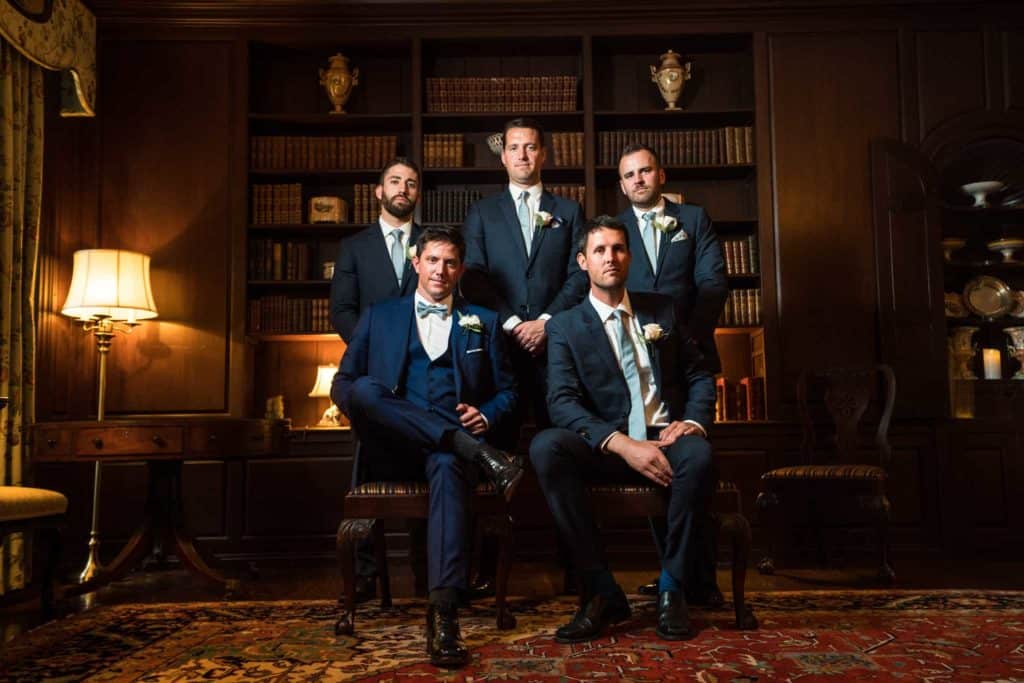 Groomsmen sitting inside the Appleford Estate