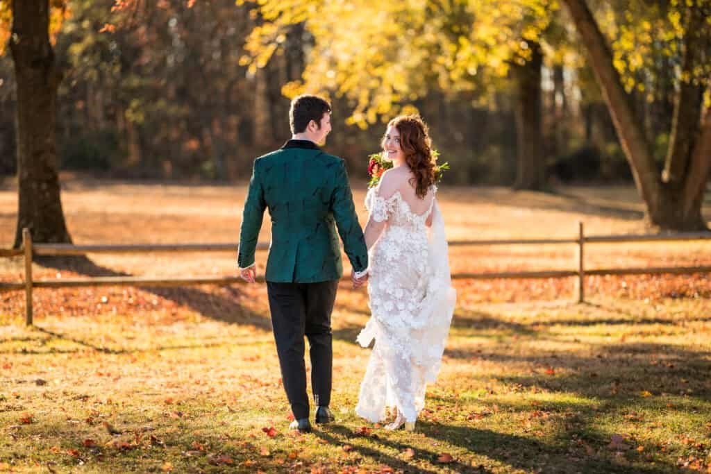Pen Ryn Wedding Photo of the bride and groom walking away